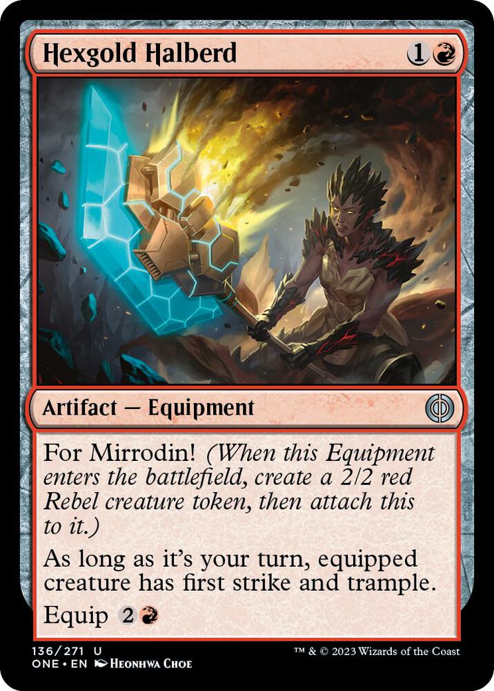 Hexgold Halberd 136 card from Phyrexia: All Will Be One