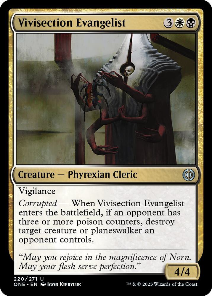 Vivisection Evangelist 220 card from Phyrexia: All Will Be One