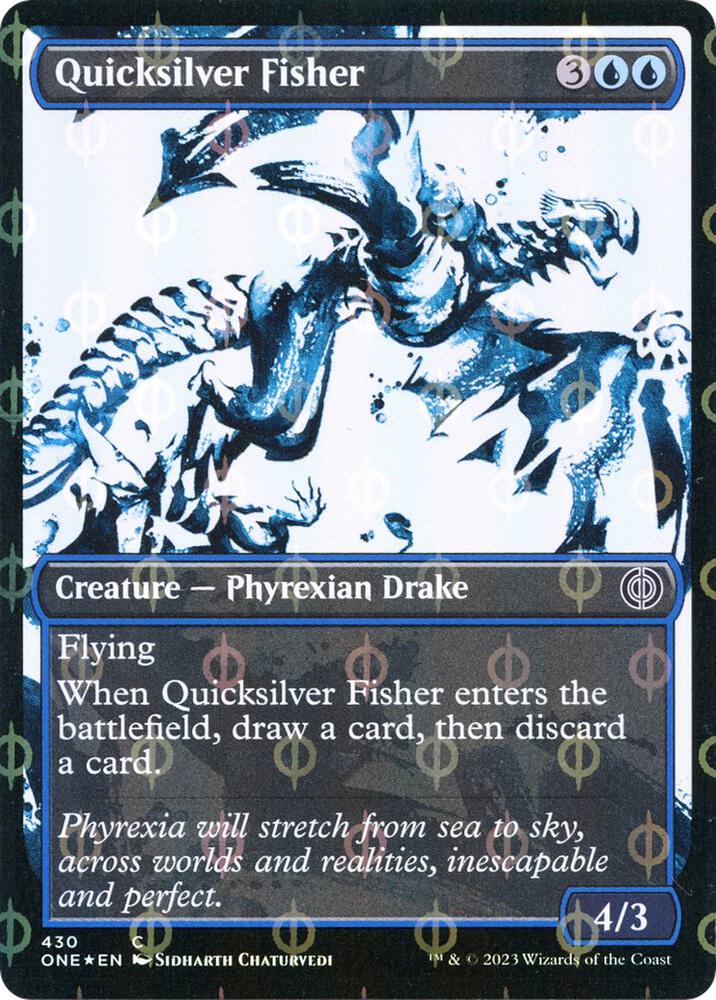 Quicksilver Fisher (Showcase) (Step-and-Compleat Foil) 430 card from Phyrexia: All Will Be One