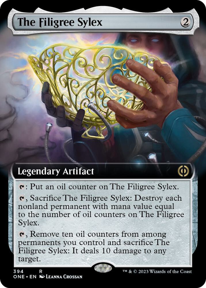 The Filigree Sylex (Extended Art) 394 card from Phyrexia: All Will Be One