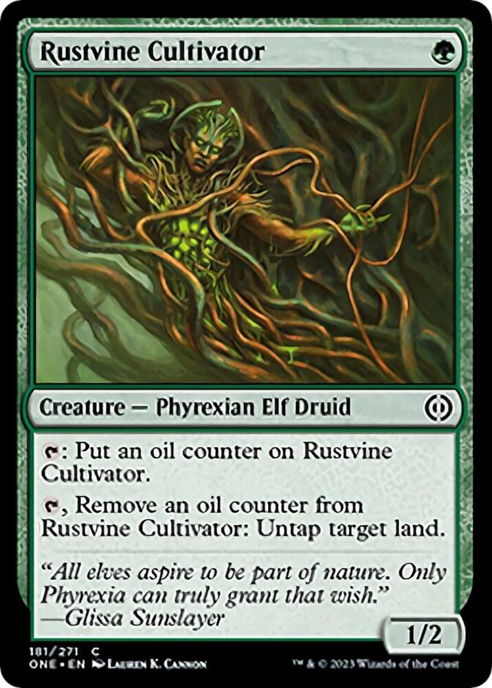 Rustvine Cultivator 181 card from Phyrexia: All Will Be One