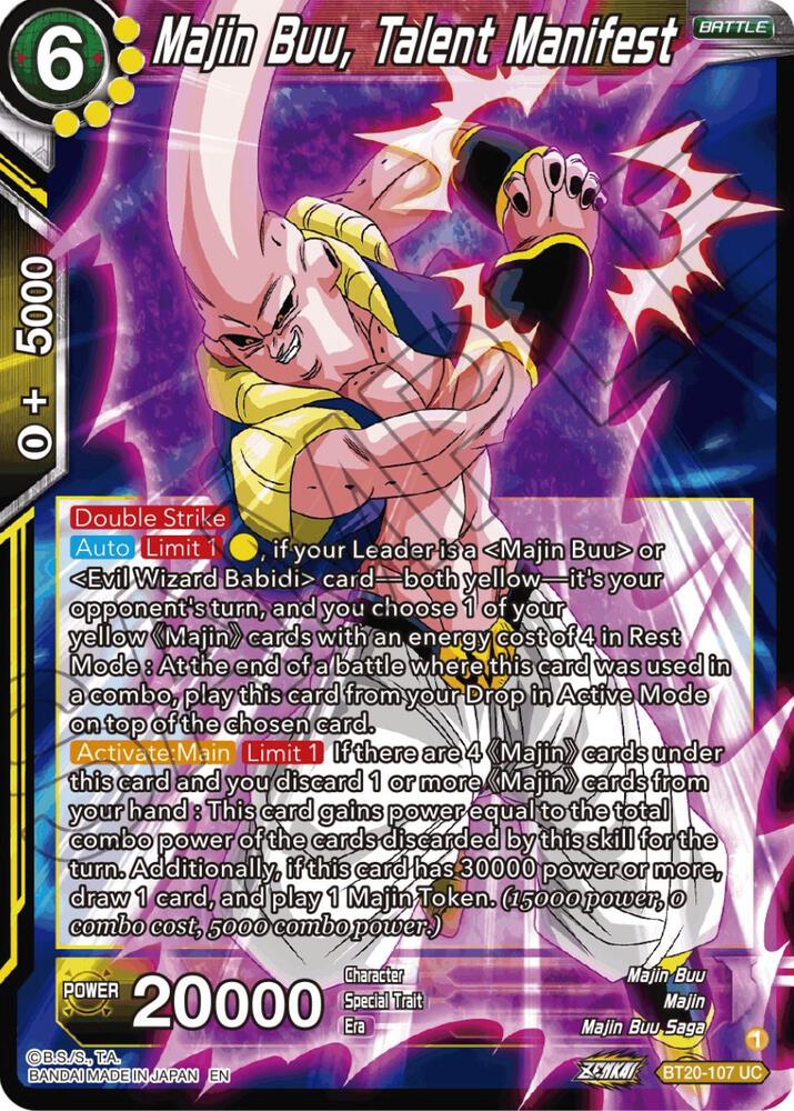Majin Buu, Talent Manifest BT20-107 card from Power Absorbed