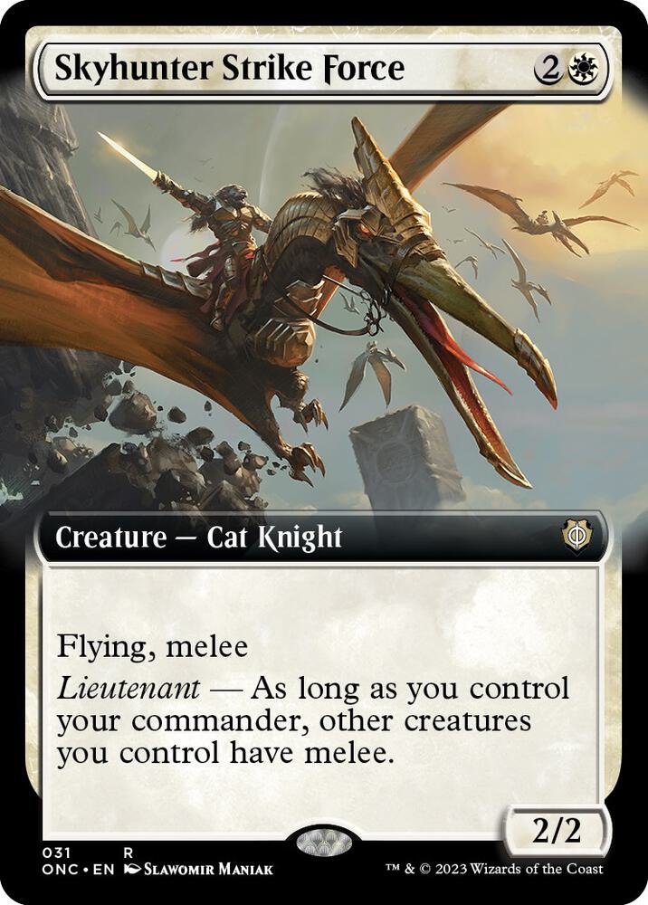 Skyhunter Strike Force (Extended Art) 31 card from Commander: Phyrexia: All Will Be One