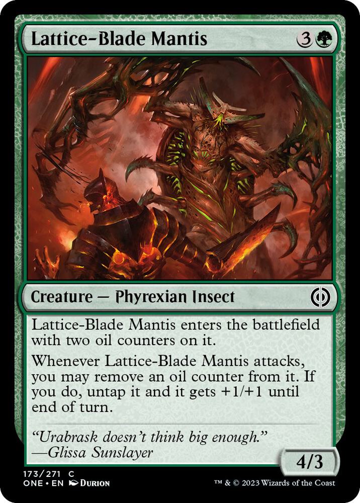 Lattice-Blade Mantis 173 card from Phyrexia: All Will Be One
