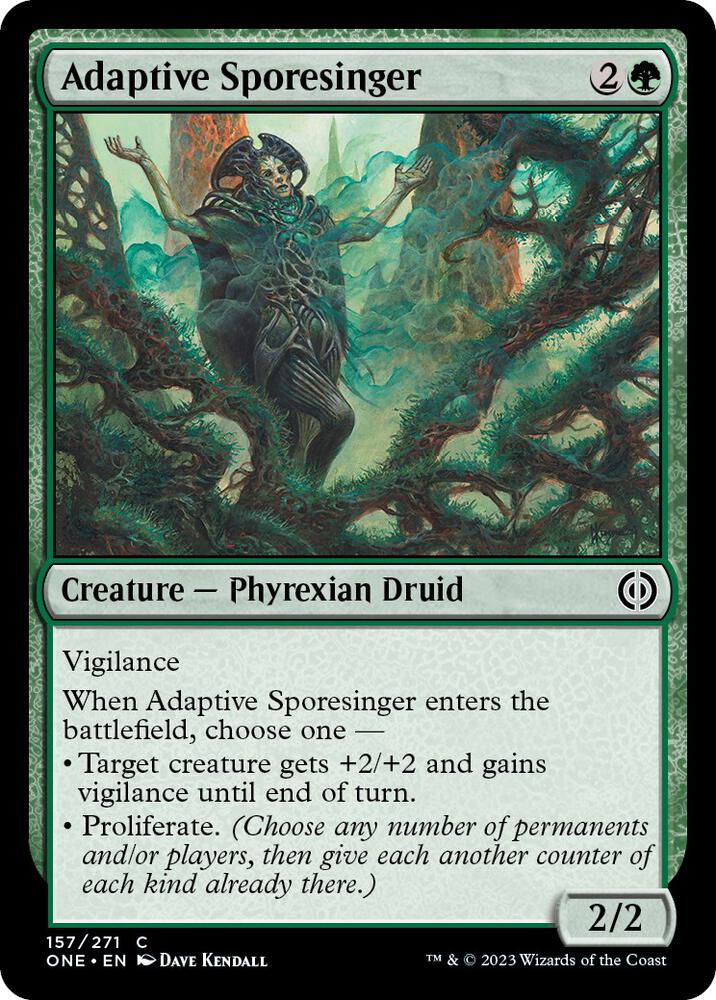 Adaptive Sporesinger 157 card from Phyrexia: All Will Be One
