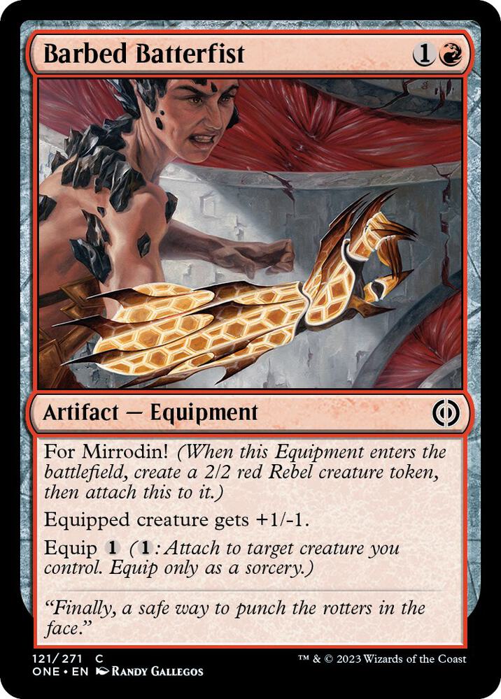 Barbed Batterfist 121 card from Phyrexia: All Will Be One