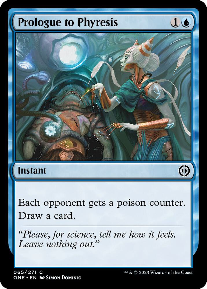 Prologue to Phyresis 65 card from Phyrexia: All Will Be One