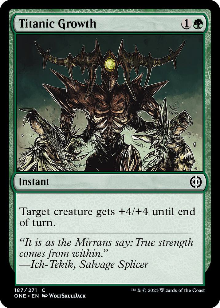 Titanic Growth 187 card from Phyrexia: All Will Be One