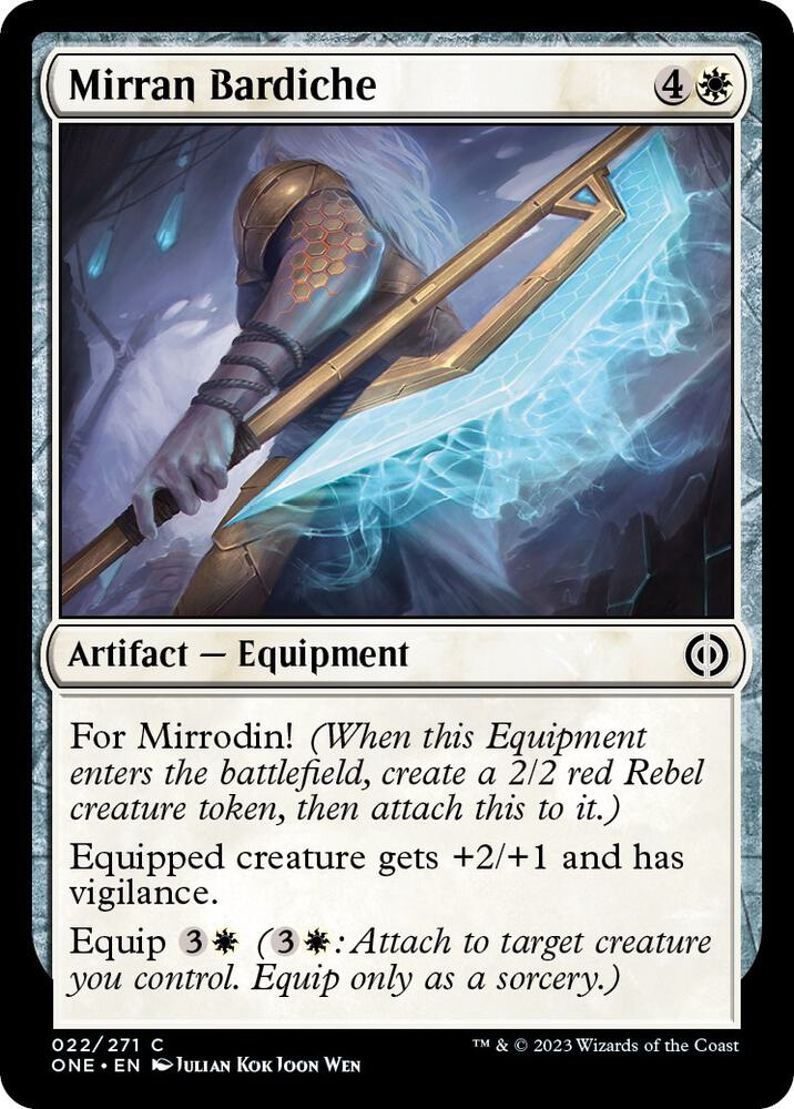 Mirran Bardiche 22 card from Phyrexia: All Will Be One