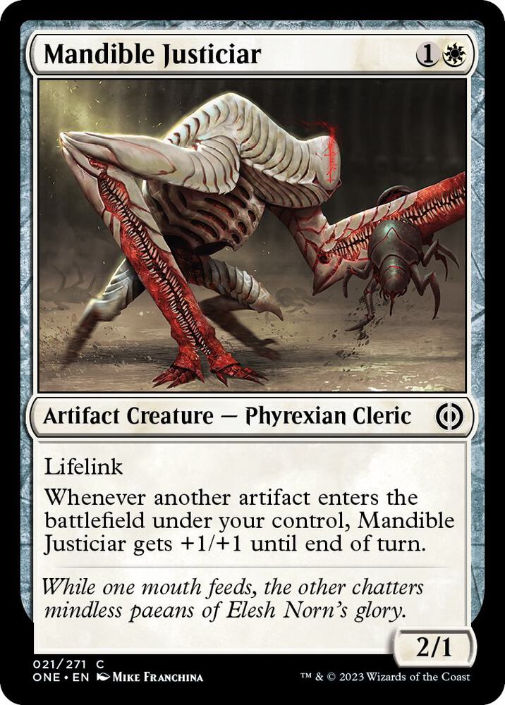 Mandible Justiciar 21 card from Phyrexia: All Will Be One