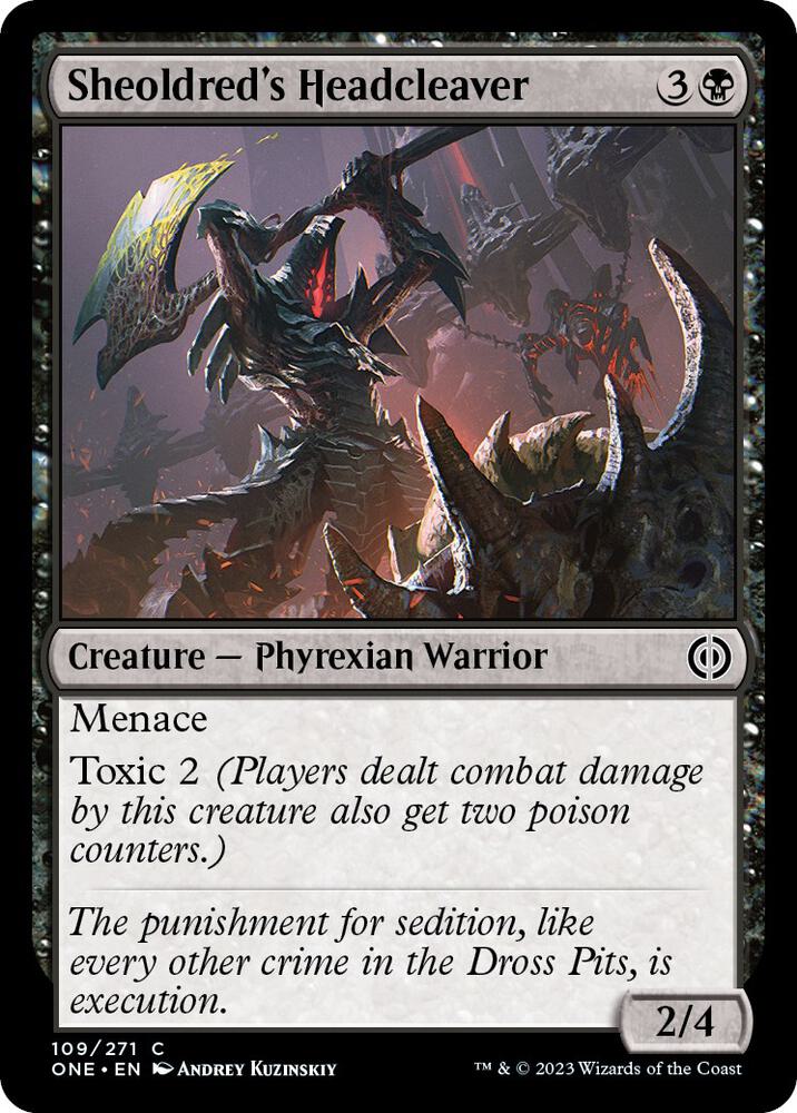 Sheoldred's Headcleaver 109 card from Phyrexia: All Will Be One