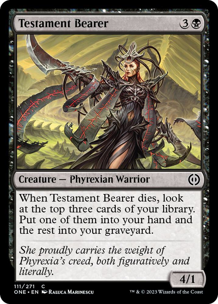 Testament Bearer 111 card from Phyrexia: All Will Be One
