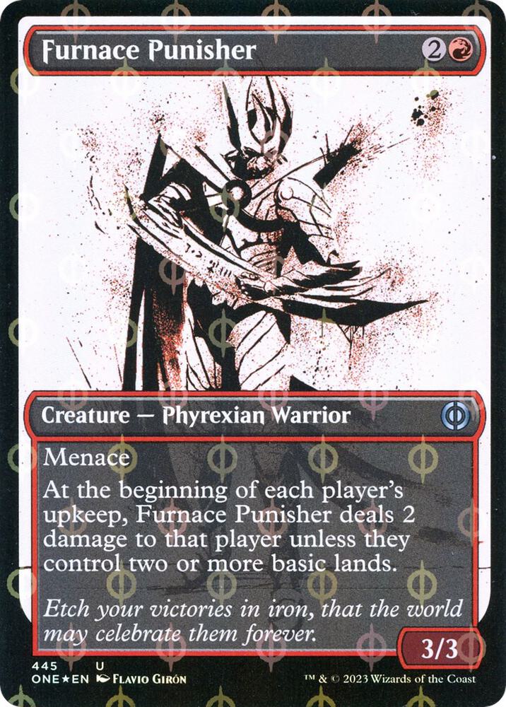 Furnace Punisher (Showcase) (Step-and-Compleat Foil) 445 card from Phyrexia: All Will Be One