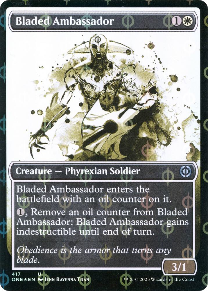 Bladed Ambassador (Showcase) (Step-and-Compleat Foil) 417 card from Phyrexia: All Will Be One