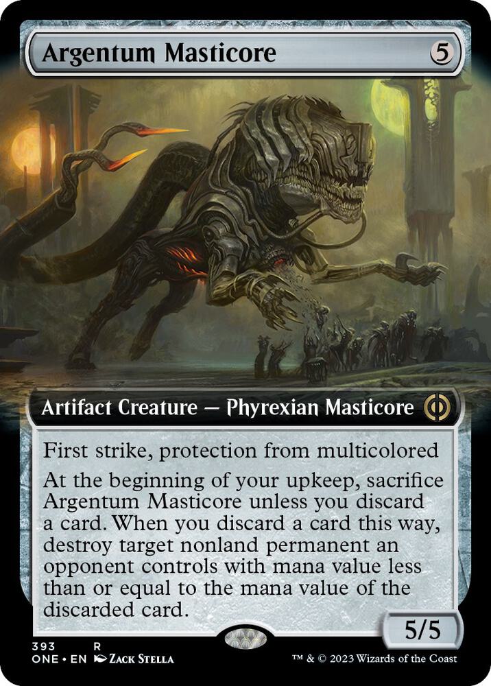 Argentum Masticore (Extended Art) 393 card from Phyrexia: All Will Be One