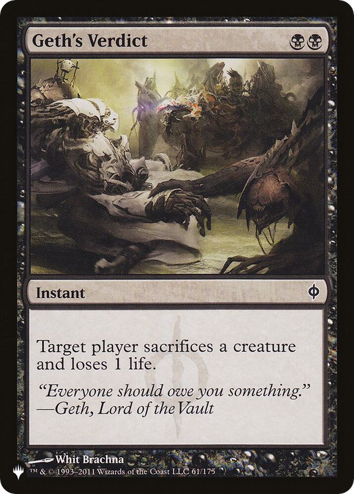 Geth's Verdict 61/175 card from The List Reprints