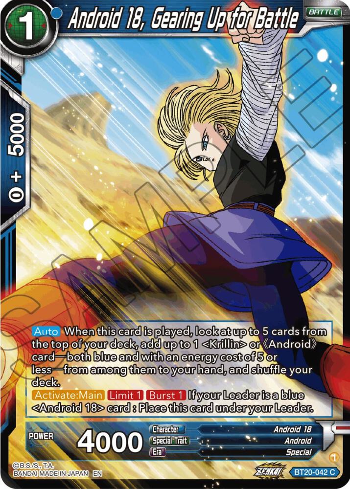 Android 18, Gearing Up for Battle BT20-042 card from Power Absorbed