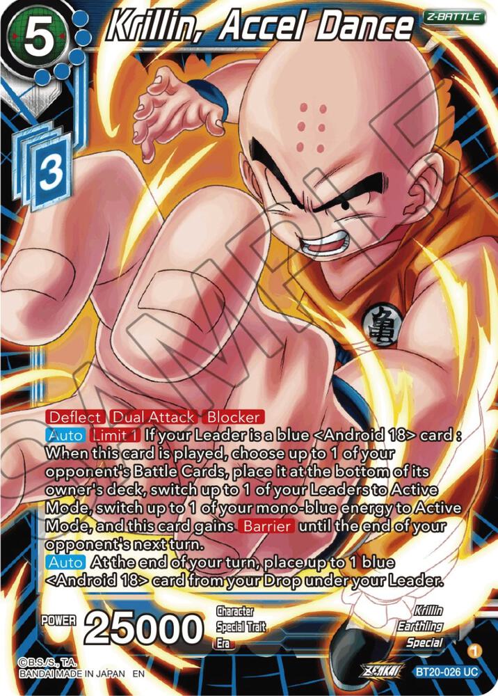 Krillin, Accel Dance BT20-026 card from Power Absorbed