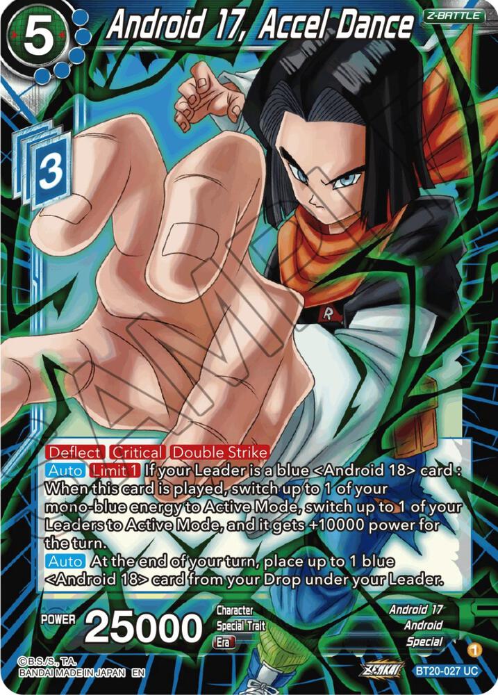 Android 17, Accel Dance BT20-027 card from Power Absorbed