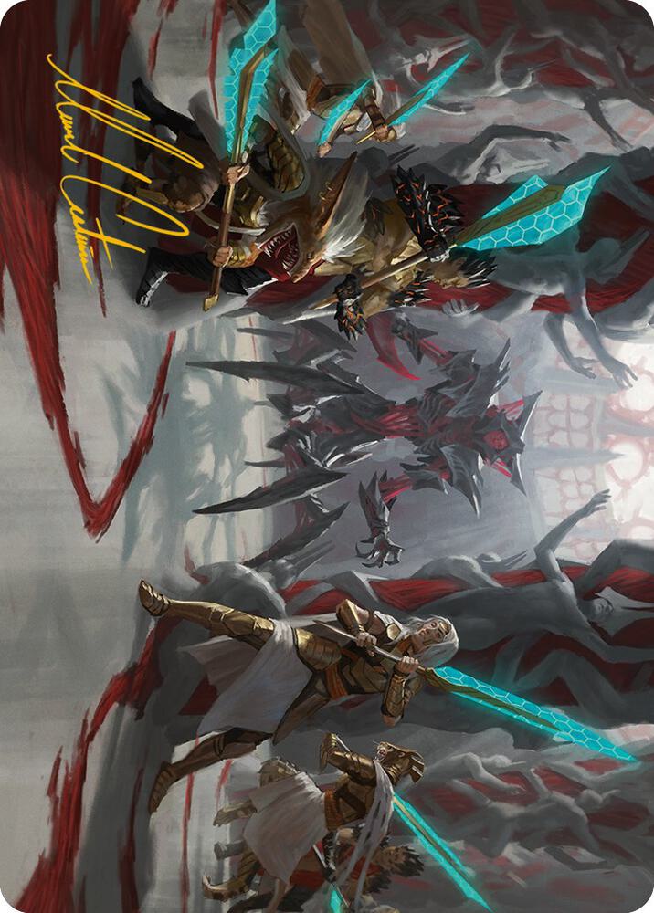 Goldwardens' Gambit Art Card (Gold-Stamped Signature) 29 card from Art Series: Phyrexia: All Will Be One