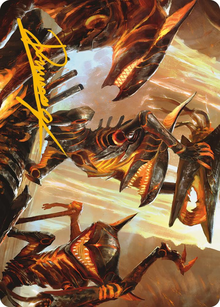 Gleeful Demolition Art Card (Gold-Stamped Signature) 28 card from Art Series: Phyrexia: All Will Be One
