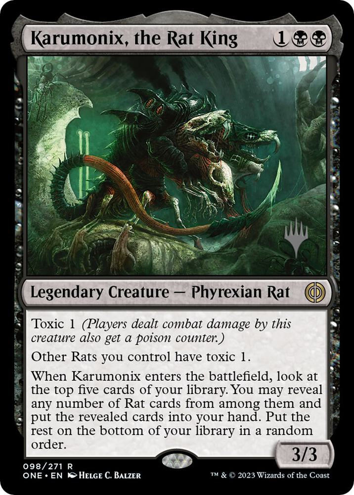 Karumonix, the Rat King 98 card from Promo Pack: Phyrexia: All Will Be One