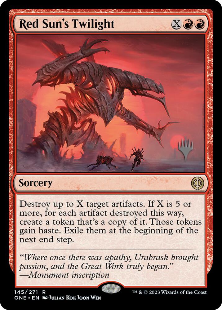 Red Sun's Twilight 145 card from Promo Pack: Phyrexia: All Will Be One