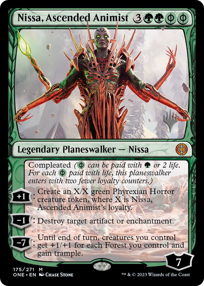 Nissa, Ascended Animist 175 card from Promo Pack: Phyrexia: All Will Be One