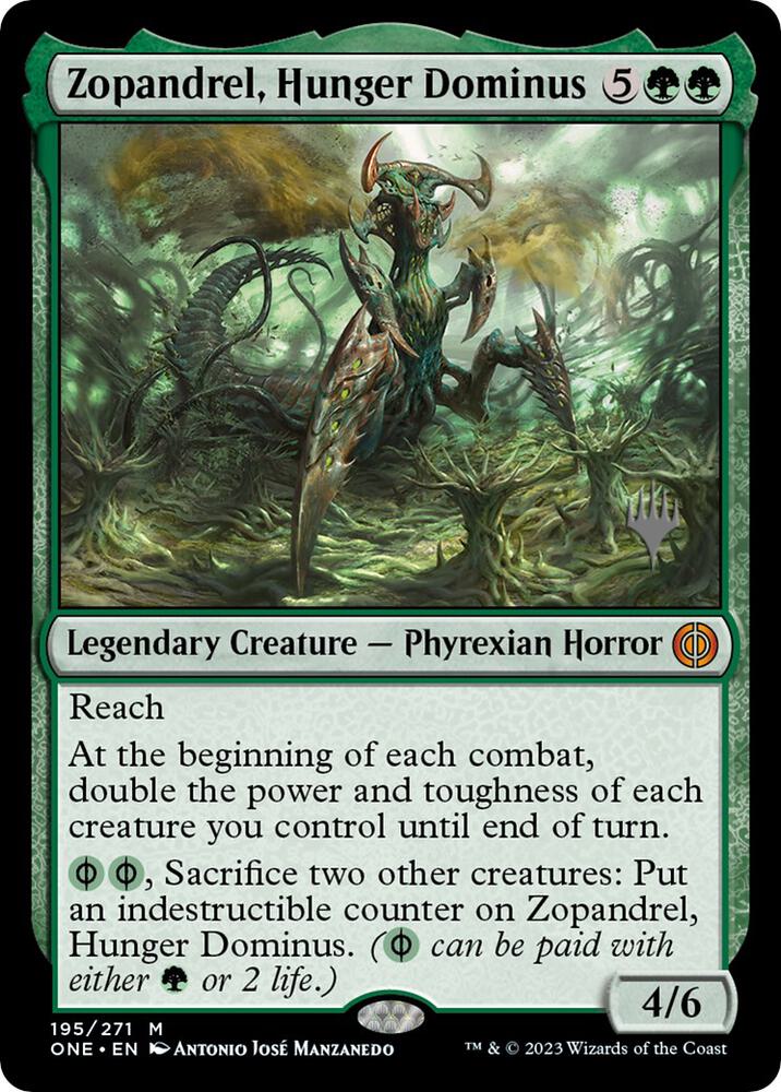 Zopandrel, Hunger Dominus 195 card from Promo Pack: Phyrexia: All Will Be One
