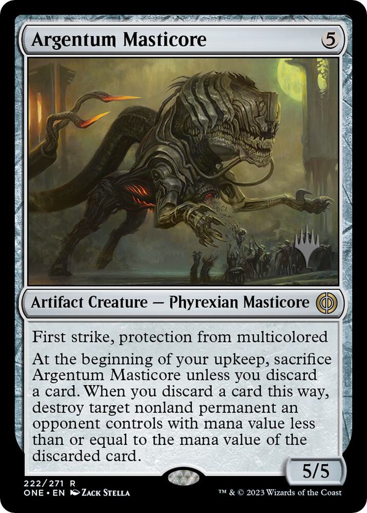 Argentum Masticore 222 card from Promo Pack: Phyrexia: All Will Be One