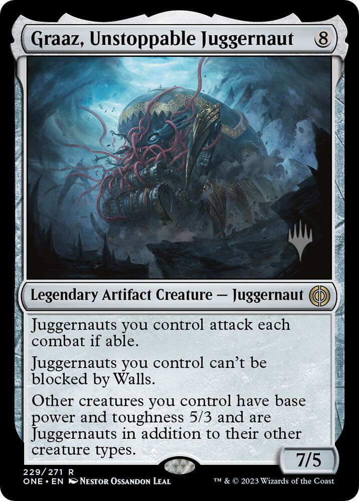 Graaz, Unstoppable Juggernaut 229 card from Promo Pack: Phyrexia: All Will Be One