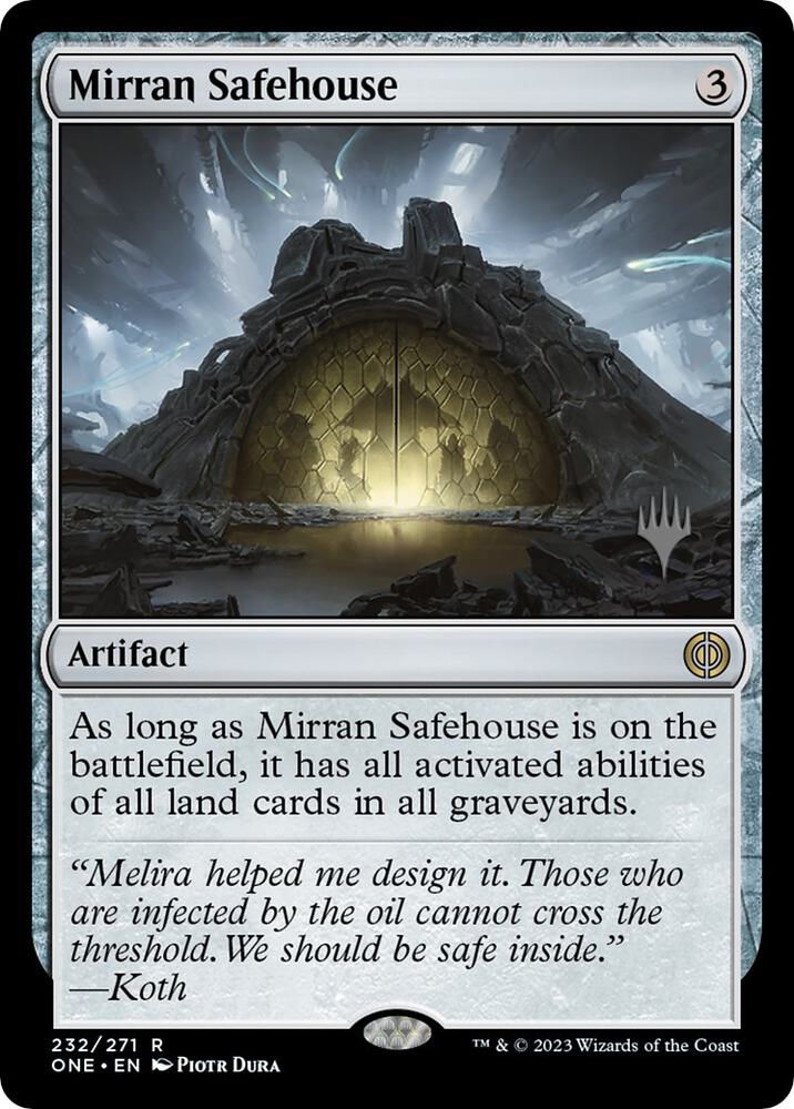 Mirran Safehouse 232 card from Promo Pack: Phyrexia: All Will Be One
