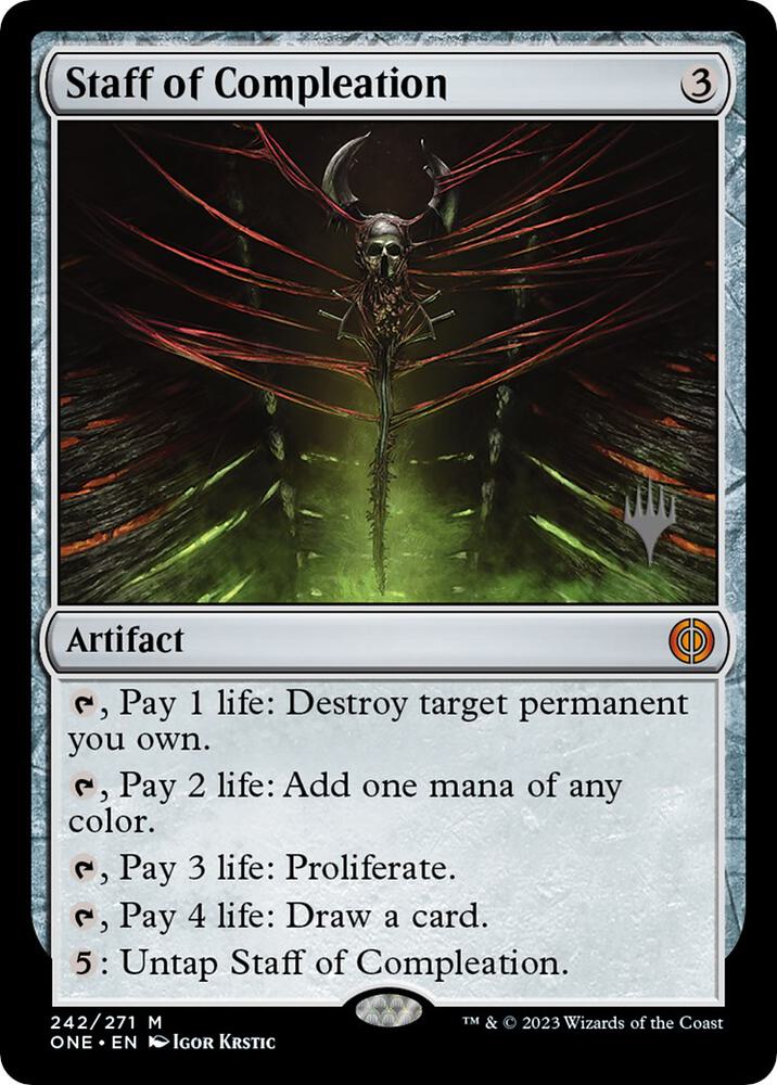 Staff of Compleation 242 card from Promo Pack: Phyrexia: All Will Be One