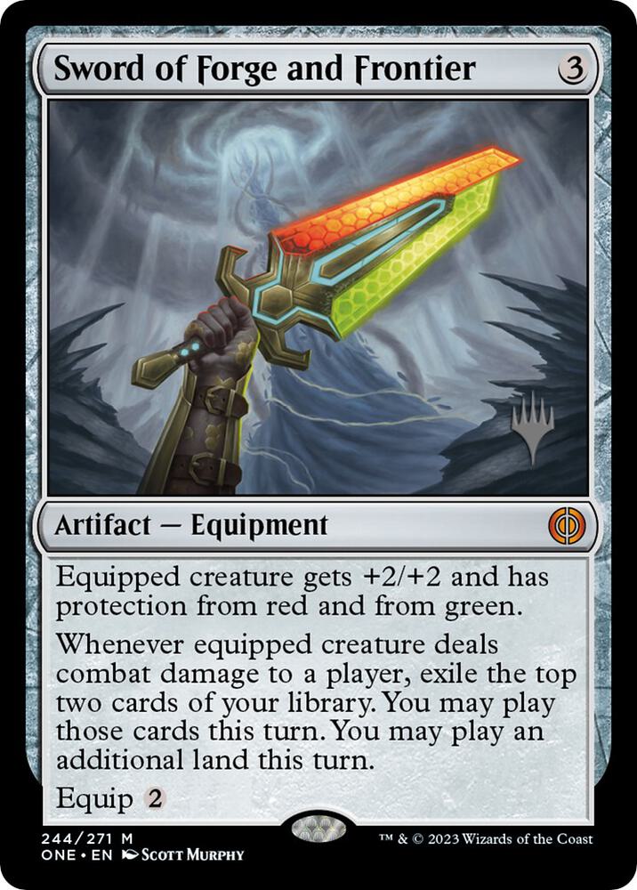 Sword of Forge and Frontier 244 card from Promo Pack: Phyrexia: All Will Be One
