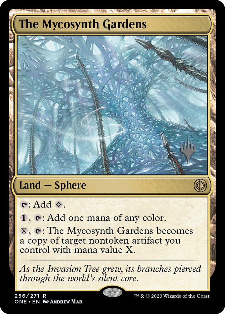 The Mycosynth Gardens 256 card from Promo Pack: Phyrexia: All Will Be One