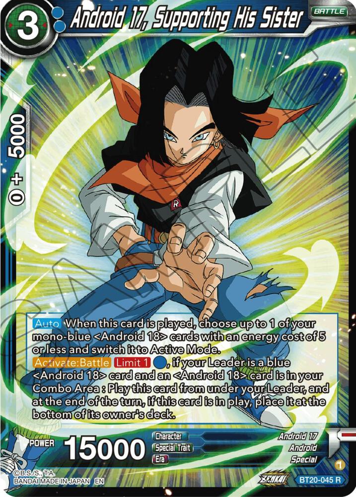 Android 17, Supporting His Sister BT20-045 card from Power Absorbed