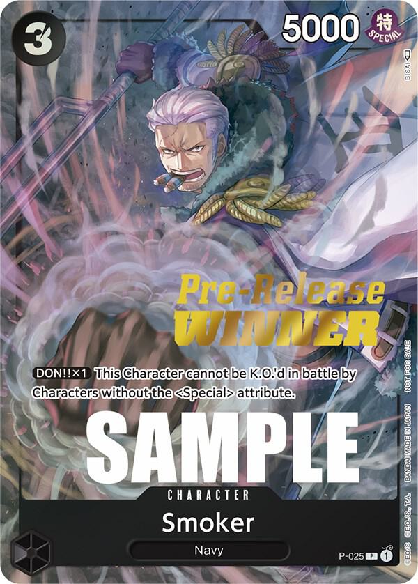 Smoker (Pre-Release) [Winner] P-025 card from One Piece Promotion Cards