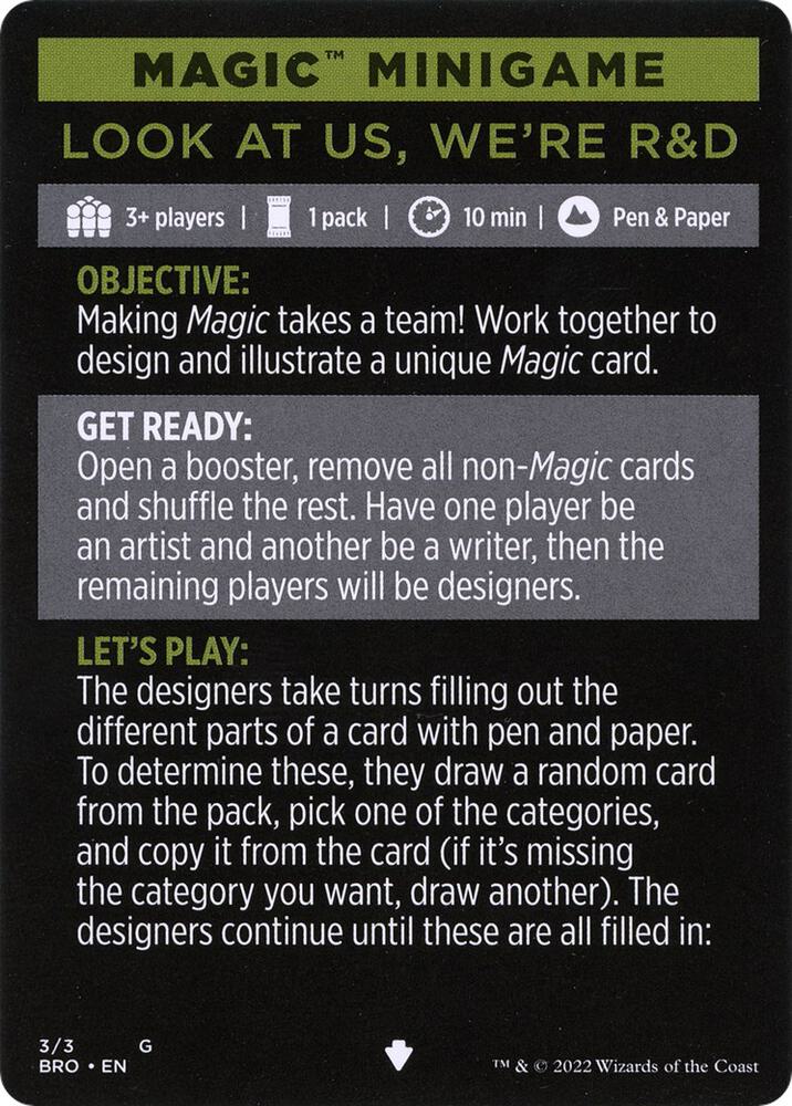 Magic Minigame: Look at Us, We're R&D 3 card from The Brothers' War
