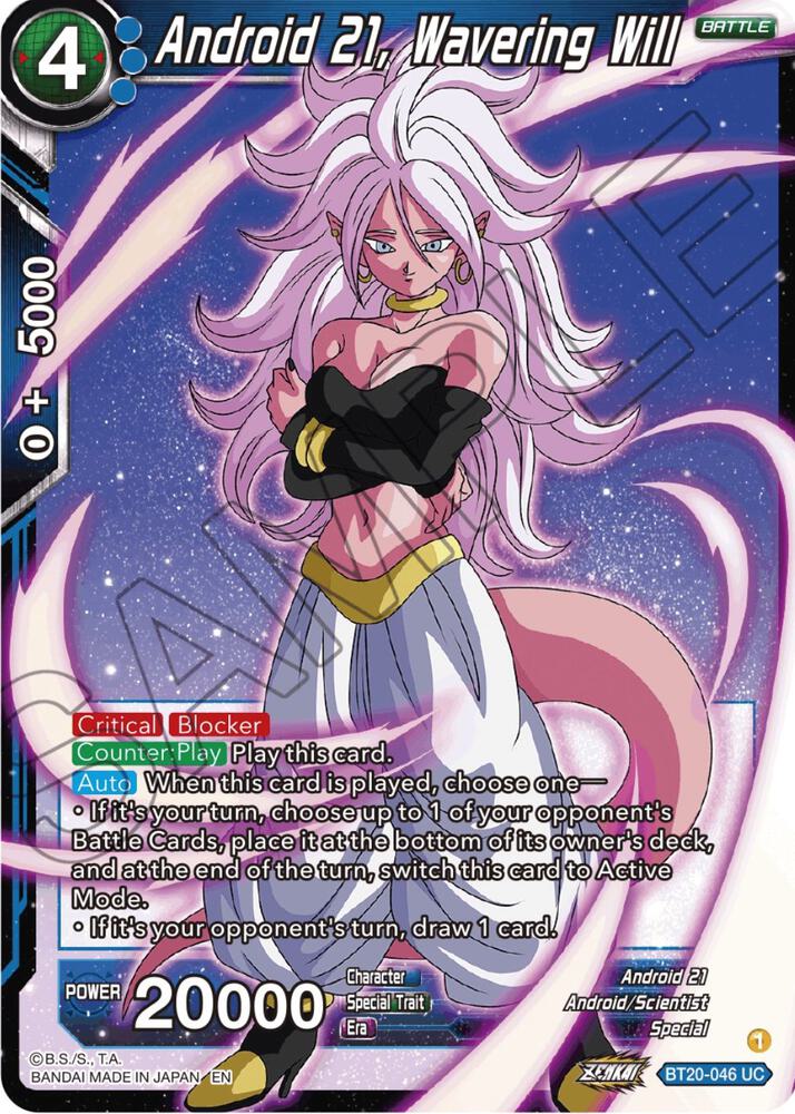 Android 21, Wavering Will BT20-046 card from Power Absorbed