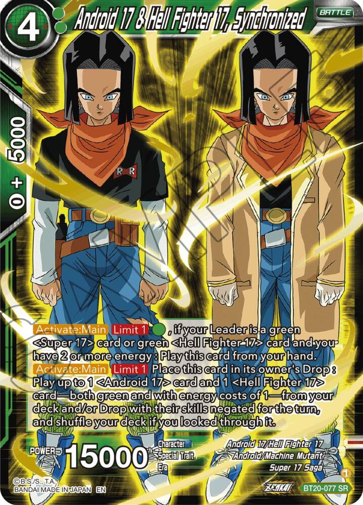 Android 17 & Hell Fighter 17, Synchronized BT20-077 card from Power Absorbed