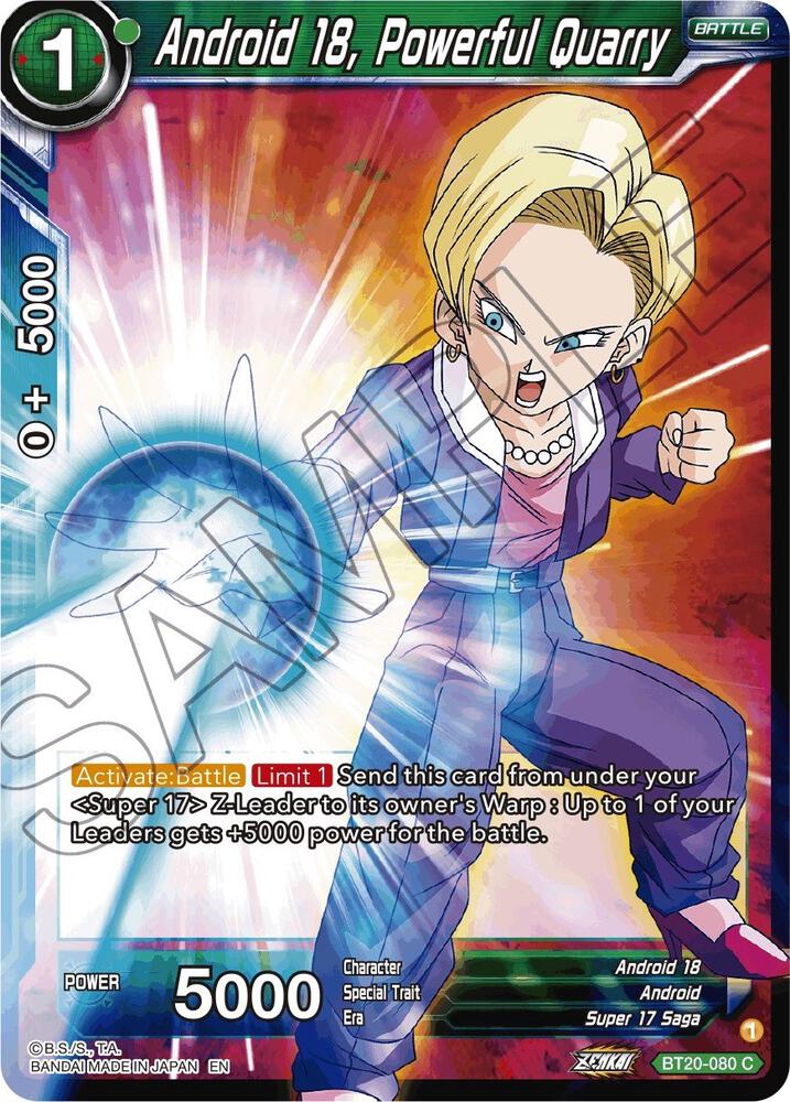 Android 18, Powerful Quarry BT20-080 card from Power Absorbed
