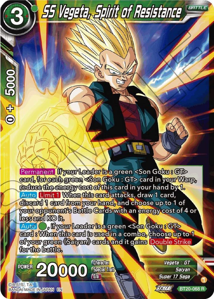 SS Vegeta, Spirit of Resistance BT20-068 card from Power Absorbed