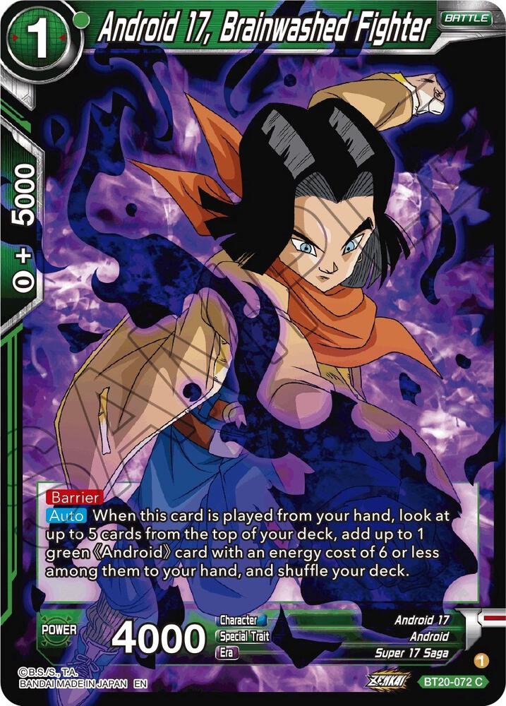 Android 17, Brainwashed Fighter BT20-072 card from Power Absorbed