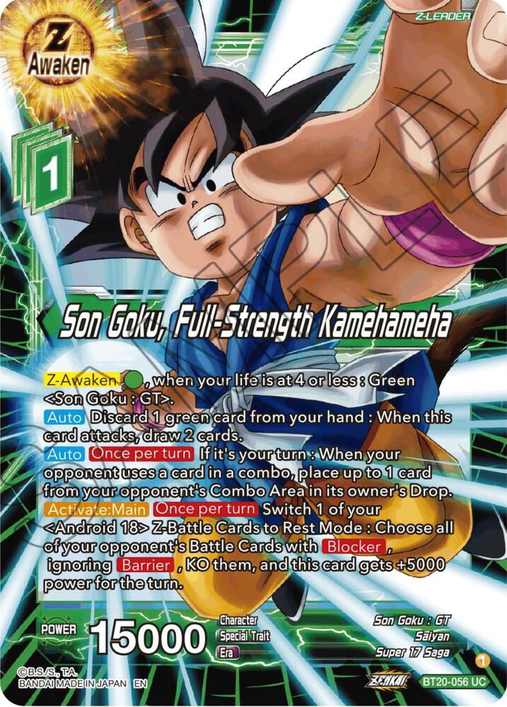 Son Goku, Full-Strength Kamehameha BT20-056 card from Power Absorbed