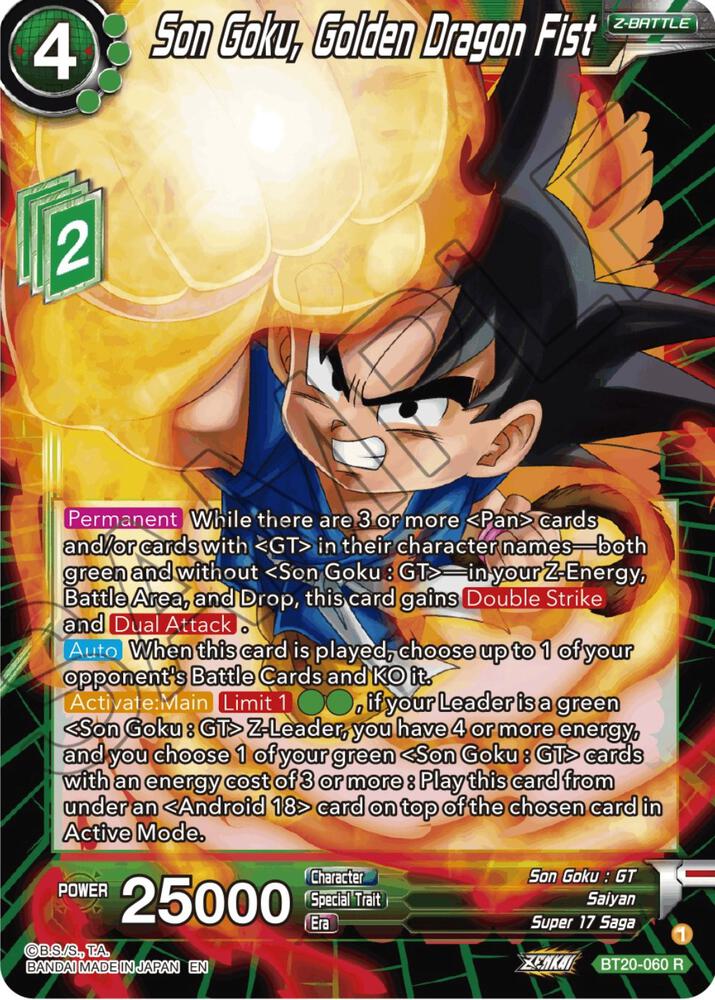 Son Goku, Golden Dragon Fist BT20-060 card from Power Absorbed
