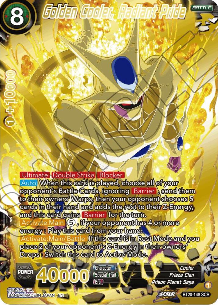 Golden Cooler, Radiant Pride (SCR) BT20-148 card from Power Absorbed