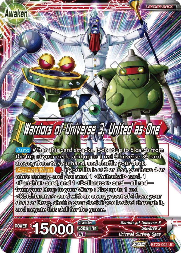 Paparoni // Warriors of Universe 3, United as One BT20-002 card from Power Absorbed