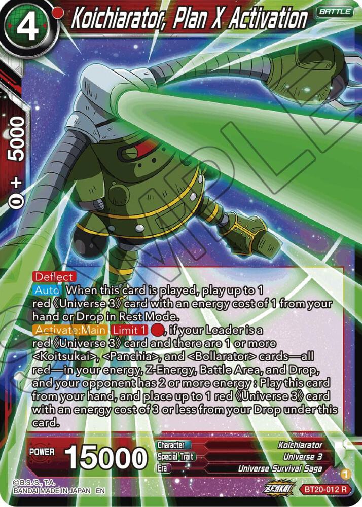 Koichiarator, Plan X Activation BT20-012 card from Power Absorbed