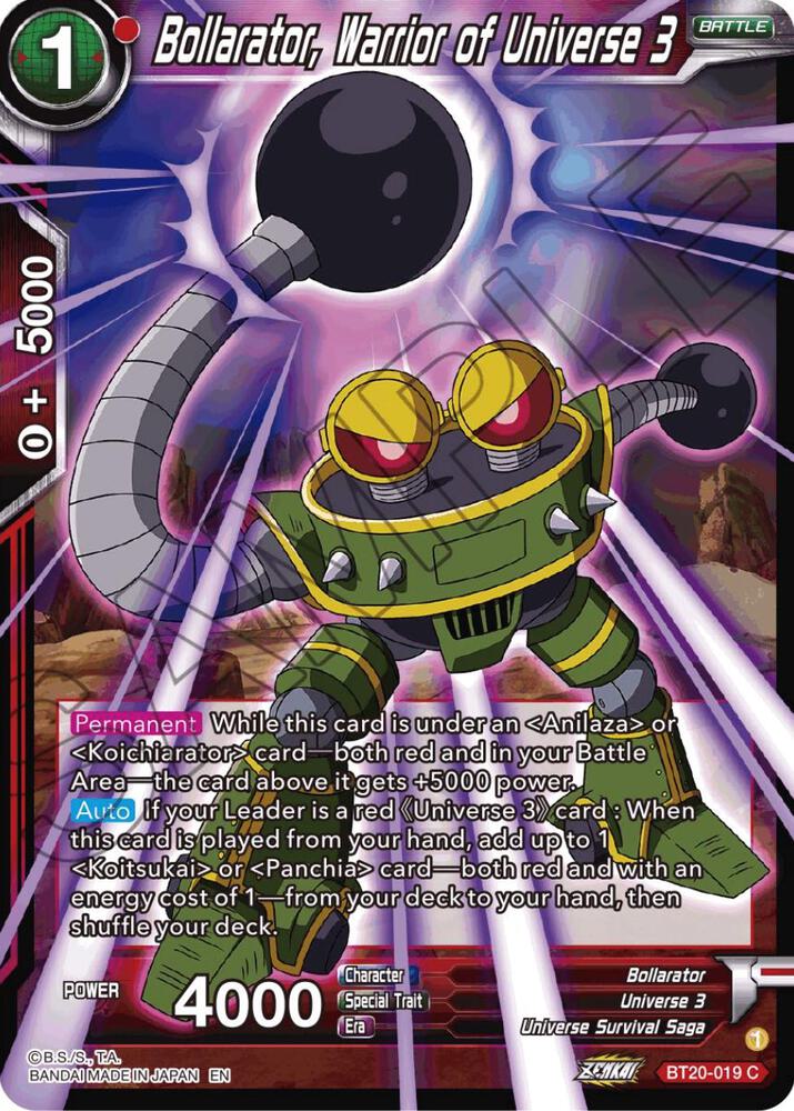 Bollarator, Warrior of Universe 3 BT20-019 card from Power Absorbed