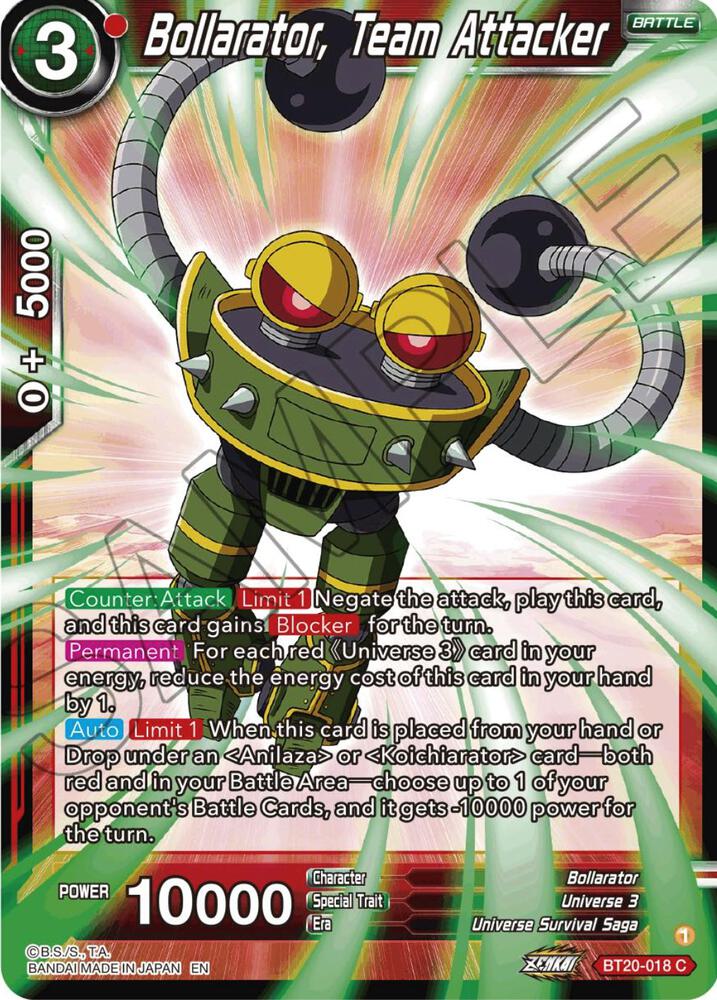 Bollarator, Team Attacker BT20-018 card from Power Absorbed